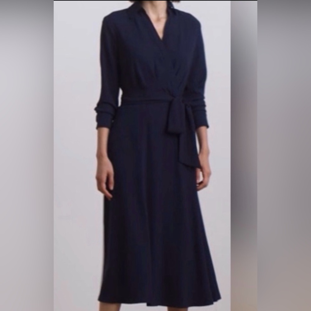 Lauren Ralph Lauren Self-Belt Long-Sleeve Surplice Midi Dress 4 wrap western